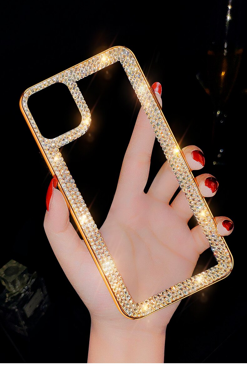 Gold Rhinestone Diamond Phone Case For iPhone 11 Pro MAX Case Women Soft Plating Cover for iPhone XS Max X XR XS Case Shockproof: For iPhone X XS