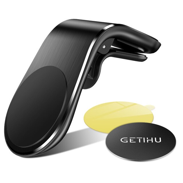 GETIHU – Support magnétique de téléphone portable pour voiture, Clip de ventilation en métal, pour iPhone 12 11 XR Xiaomi Mi Redmi Huawei Samsung LG OnePlus: Black