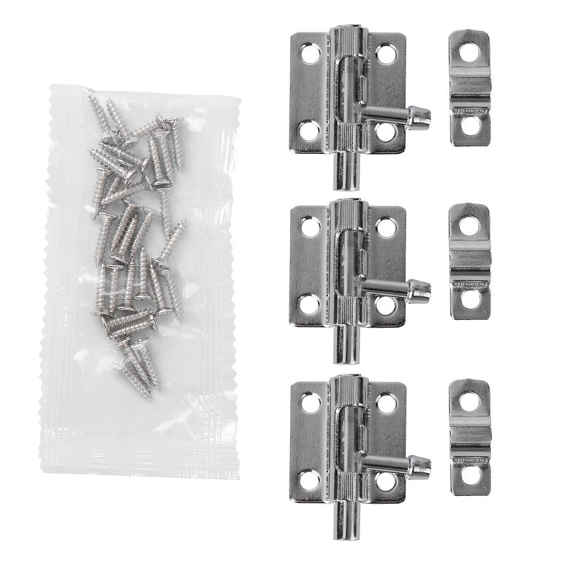 3Pcs Sliding Door Lock Safety Latches Iron Door Latch Anti-Theft Slide Lock Bolt Bathroom Door Lock Home Furniture Door Atches