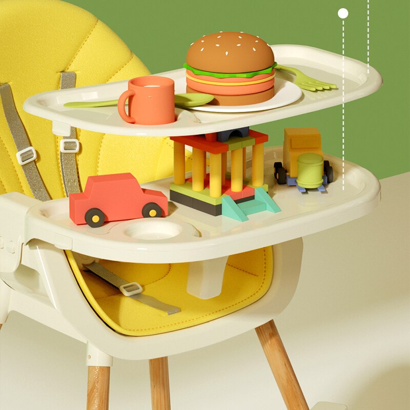 Bandeja ajustable multifuncional plegable portátil para niños, trona con cojín de PU, trona de alimentación de bebé 2:1