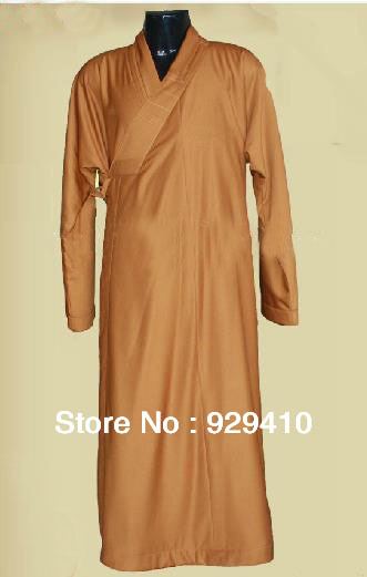 unisex thick cotton zen shaolin Buddhist Monks robe uniforms suits abbot gown laymeditation clothing gray yellow 2colors: XXL / yellow