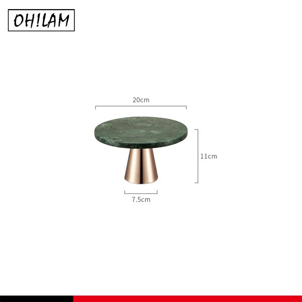 Home Natural Champagne Marble Cake Stand Dessert Fruit Serving Plate Tray on Pedestal Stand-Tea Party Serving Platter: A146-5