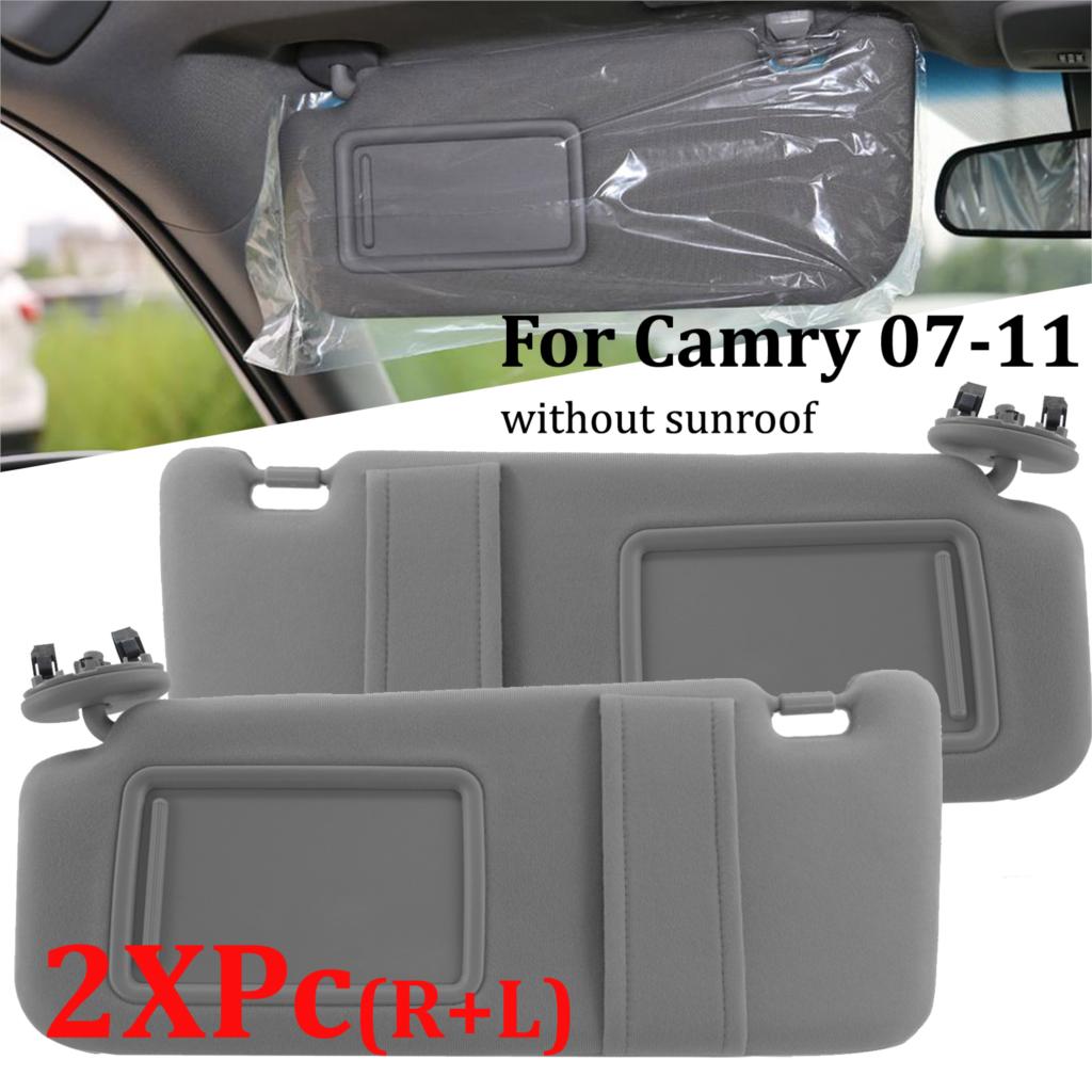 2Pc For Toyota Camry 2007 Car Sun Visor Sunshade Without Sunroof Driver Passenger Side Right Left Organizer: gray pair
