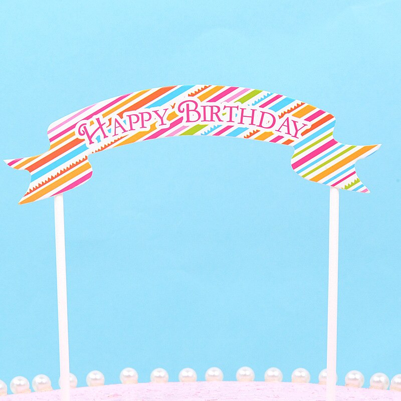 Happy Birthday Cake Topper Mermaid Flower Rainbow Banner Cupcake Topper Baby Shower Happy Birthday Baking Dessert Party Favors: Rainbow