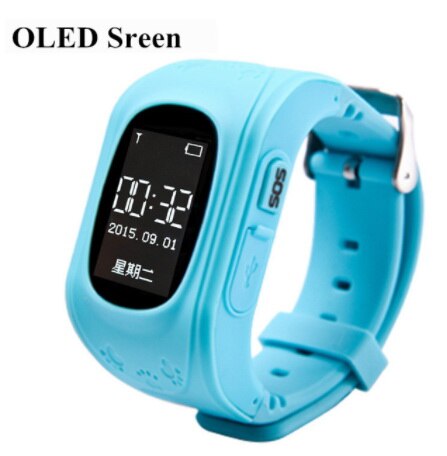 Tracker for Child Kid smart Watch SOS Safe Call Location Finder Locator Trackers smartwatch for Kids Children Anti Lost Monitor: Blue OLED GPS