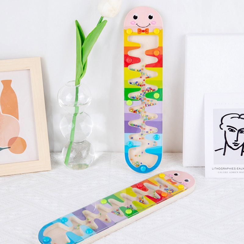 Regen Stick Board Houten Cartoon Rainbow Zandloper Rainmaker Grip Leren Onderwijs Muziekinstrument Zintuiglijke Speelgoed