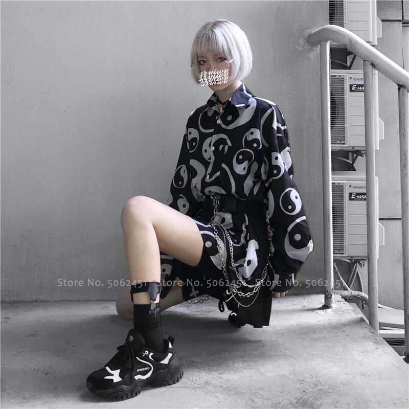 Japanese Harajuku Style Blouse Coats Men Women Couples Tai Chi Chinese Printed T-shirt Hip Hop Streetwear Samurai Haori Cardigan