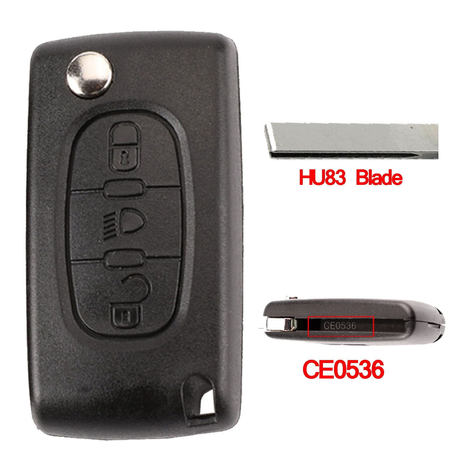 jingyuqin Flip Car Key Shell CE0536/CE0523 For Citroen C4 C5 C8 Xsara Picasso Berlingo Peugeot 307 607 807 Partner Lamp Trunk