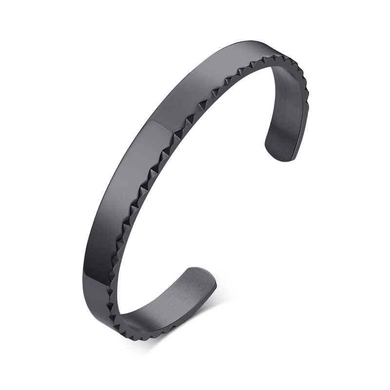 GETRIEBE MANSCHETTE ARMREIF FÜR MÄNNER EDELSTAHL ARMBAND: black / Engravable