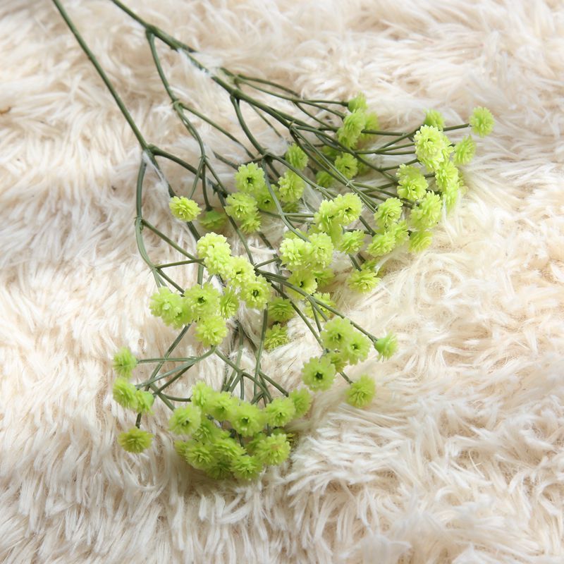 135 mini hoveder ægte følelse kunstig gypsophila bryllup dekoration fødselsdag gør det selv foto rekvisitter plast pu blomsterkrans: Lysegrøn
