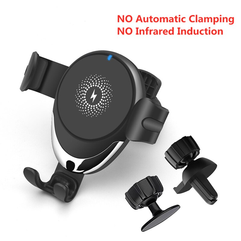 Wireless Car Charger 15W Qi Fast Charging Auto-Clamping Air Vent Mount for iPhone Samsung: 15W Black No Auto