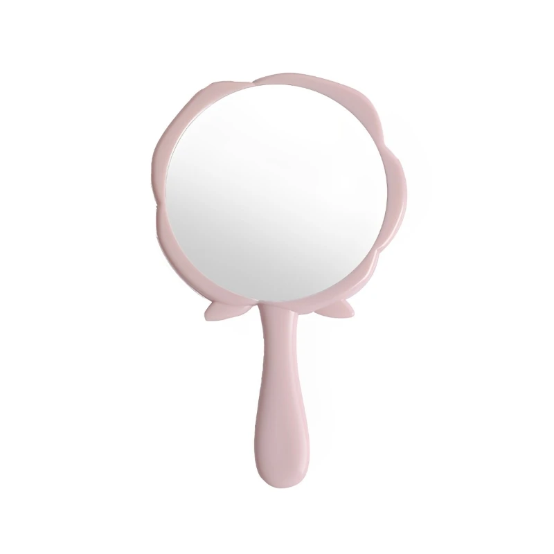 Espejo de maquillaje con forma de flor rosa, extensión de pestañas, espejo de tocador de mano, espejo cosmético portátil para niñas y mujeres, herramientas de maquillaje: Marfil