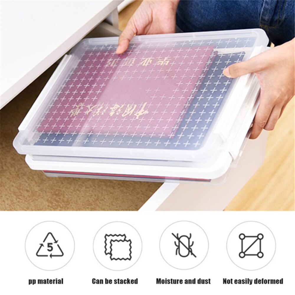 3 Layers File Storage Box Clear Plastic Family Document Cases Desk Paper Organizers A4 Transparent Office Supplies