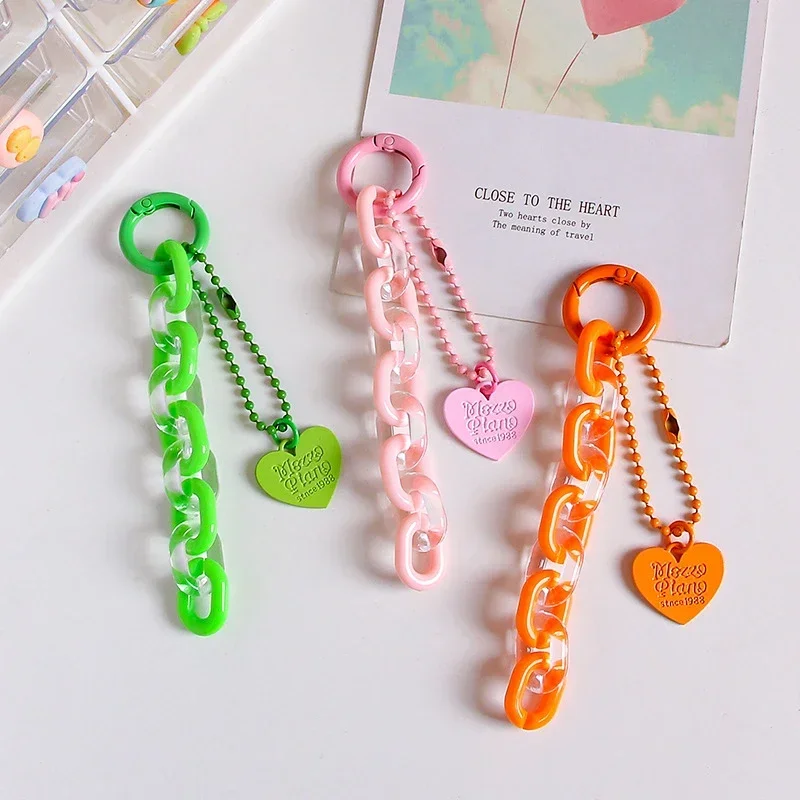 Porte-clés en forme de cœur, dessin animé doux, pendentif, chaîne créative, sac à la , accessoires de décoration suspendus,