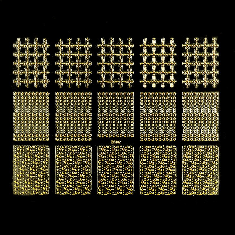 Or métal 3D autocollant à ongles géométrique lune étoile rayures vague ligne modèles Nail Art décalcomanies décoration bricolage accessoires de