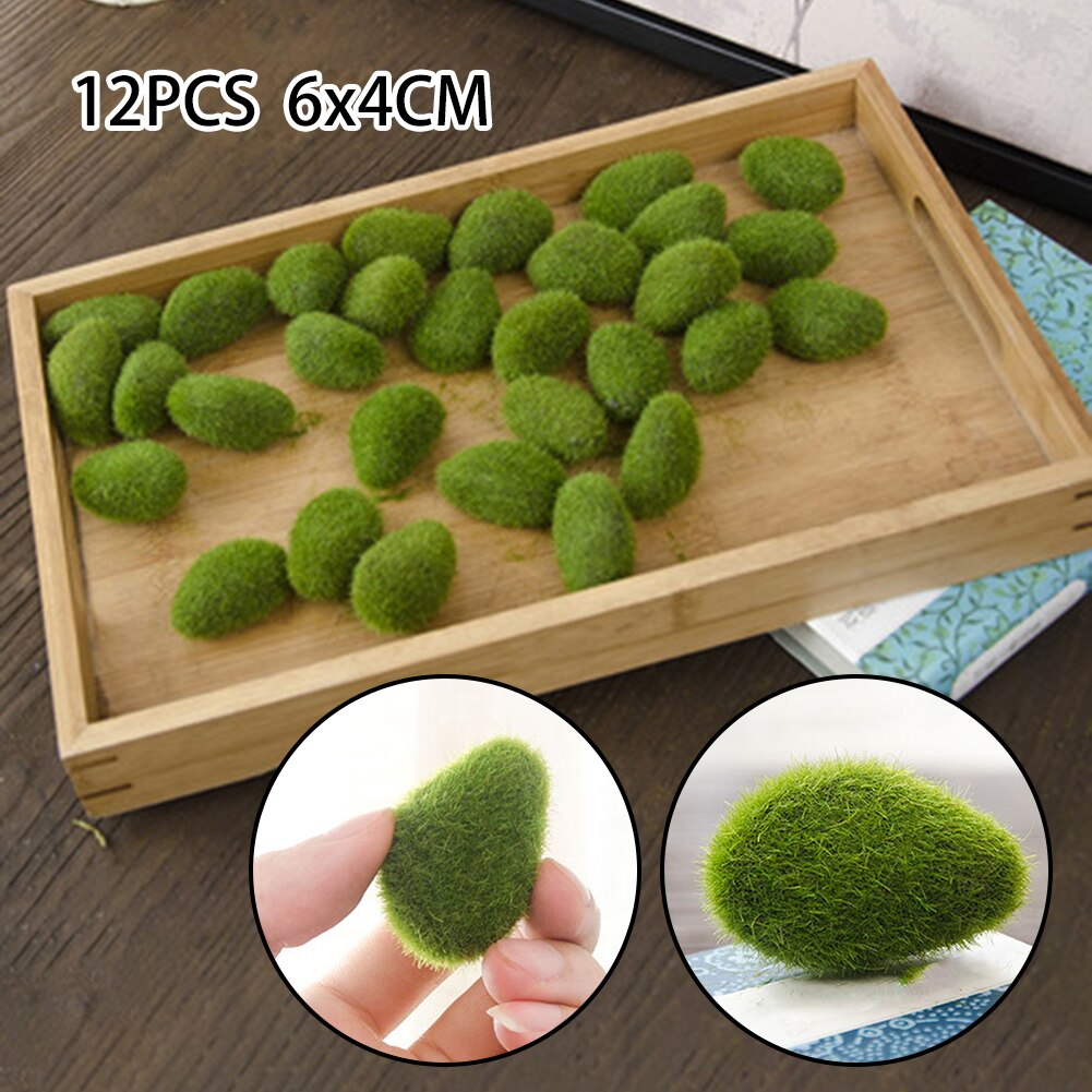 30pcs Artificial Moss Stones Grass Green Plant Home Garden Decor Landscape And Atmospheric