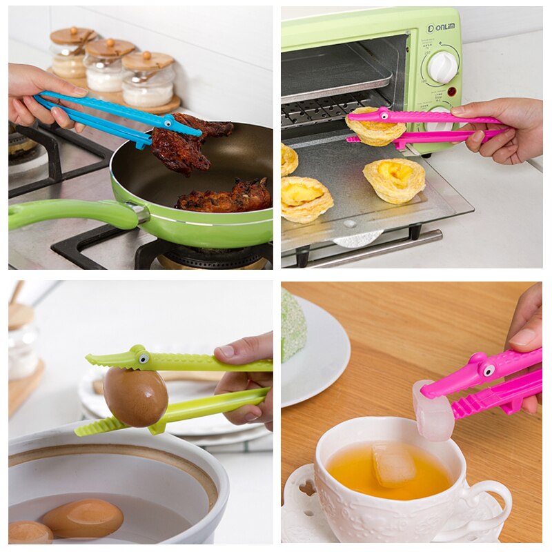 Pinzas para comida colgantes de plástico de cocodrilo, pinzas para pan, ensalada de vegetales y frutas, pinza para pastel, utensilios de cocina para alimentos, 1 ud.
