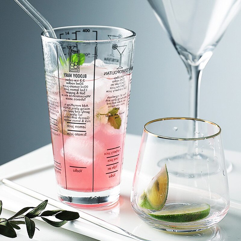 700ml Mix Master Bottle Cocktail Shaker Transparent Stainless Steel Glass Bar Tools C66