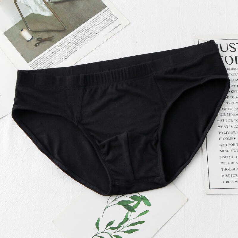 Men Underwear Briefs Modal Qucik-Dry Sexy Briefs Breathable Mens Slip Cueca Male Panties Underpants Briefs: XXXL / black