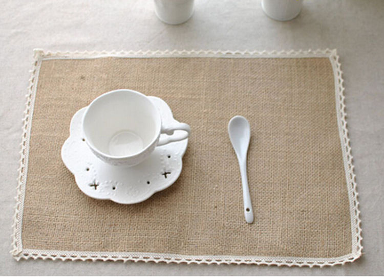 Natural Hessian Jute Burlap Table Placemats Rustic Home Wedding Decor Crafts Table Napkin