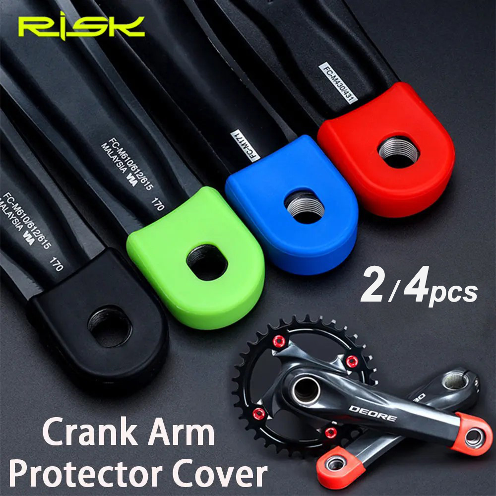 RISK 2/4pcs Silicone Bicycle Crank Protector Cover MTB Road Bike Universal Crankset Arm Protective Case Cap Sleeves
