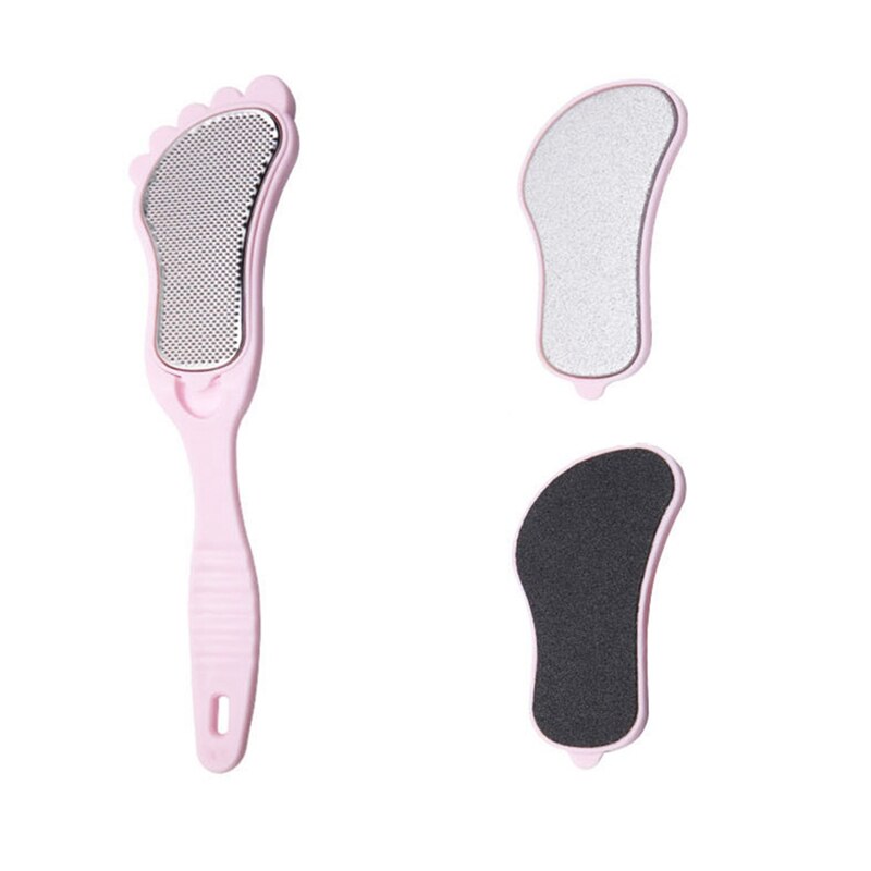 Harde Dode Huid Remover Voet Vorm Bestand Pedicure Dubbelzijdig Schuren Bestand Herbruikbare Wasbare Roestvrij Staal Bestand: Pink