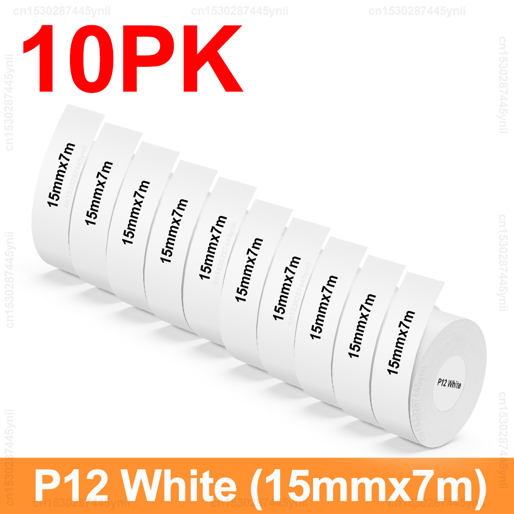 5/10 pces p12 etiqueta rolo de papel 15mm x 7m auto-adesivo etiqueta térmica contínua apto para marklife p12 p15 p11 d30 fabricante de etiquetas: C