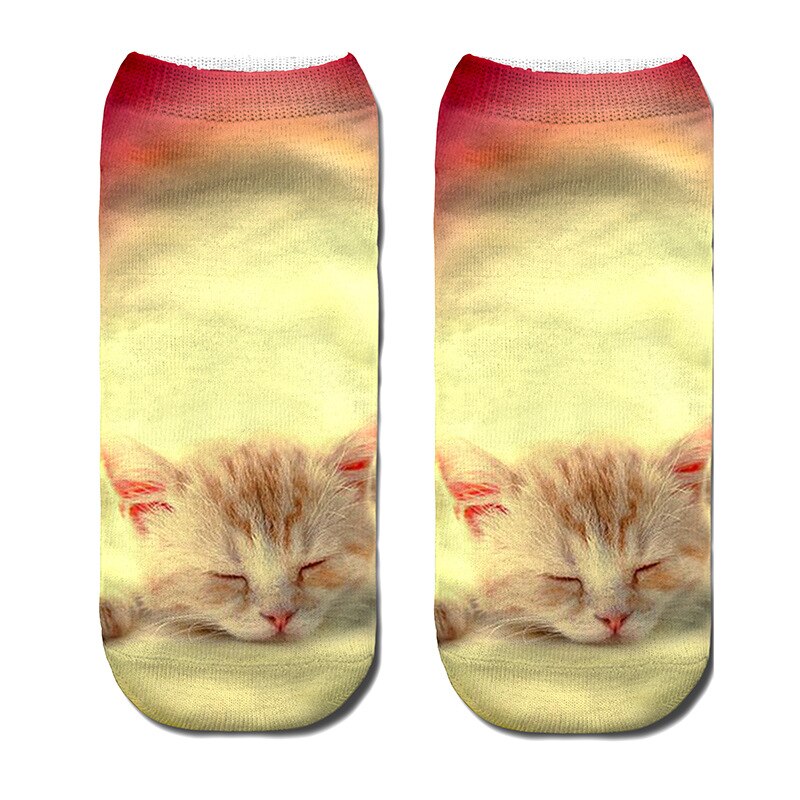 Calcetines hasta el tobillo con estampado de gato en 3d para niños y adolescentes, 1 par, calcetines hasta la rodilla con amortiguadores para niñas, calcetines para niños: kids Socks 1