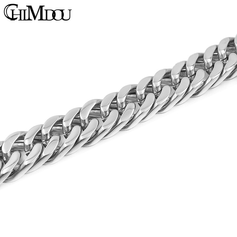 CHIMDOU Punk Stainless Steel Party Square Link Chain Necklace Polished Charm Jewelry Men's Biker AB423