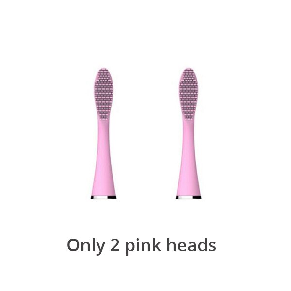 Cepillo de dientes eléctrico sónico de silicona, cepillo de dientes eléctrico de cerdas suaves, impermeable, Limpieza Profunda, cabezal de cepillo de grado alimenticio,: 2 pink heads