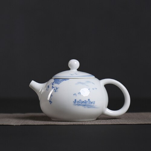 White porcelain teapot glaze color hand-painted single pot home ceramic teapot Kung Fu tea ceremony tea maker lo927539: B