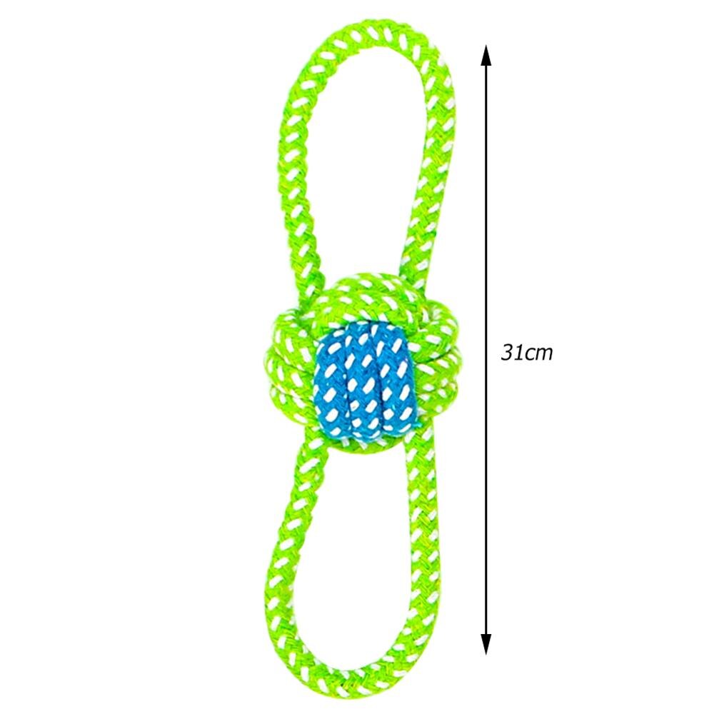 Sjovt kæledyr hund kat tænder rengøring legetøj spille bold sød pastel knude bomuld reb knogle tygge slæb bide resistent legetøj til kæledyr: B 31cm