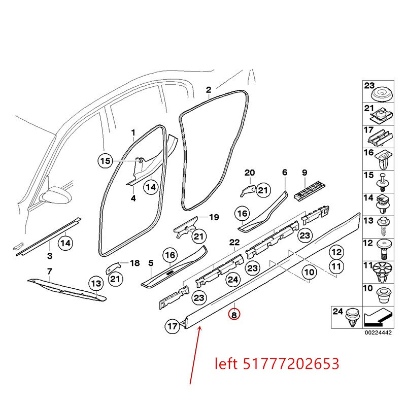 51777202654 51777202654 Side rok autodeur trim Geschikt voor 3 serie E90 316I 320I 323I 325Ib mw2008 Onder rok: Donkergrijs