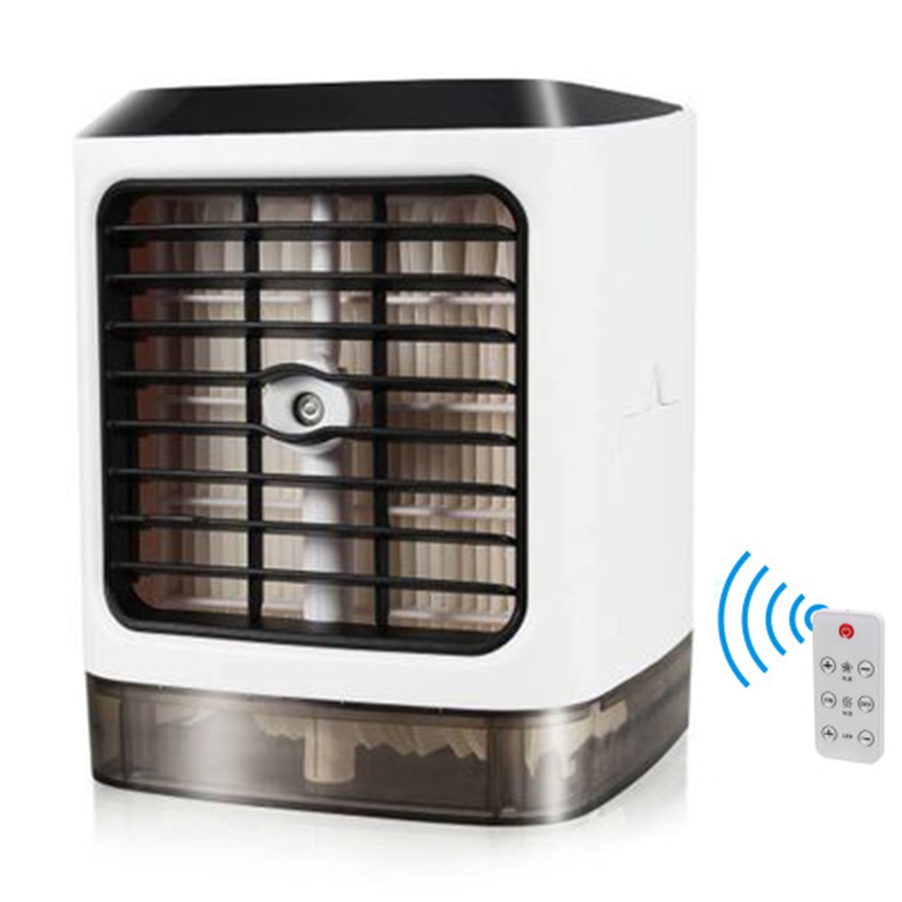 Portable Mini Air Conditioner Water Cool Cooling Fan Cooler Humidifier for Home HVAC Systems & Parts 15x15.2x18.5cm WWO66: With Remote Control