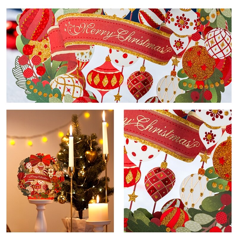 Feliz navidad tarjetas 3D UP rojo navidad de Navidad decoración de invierno cortado Año