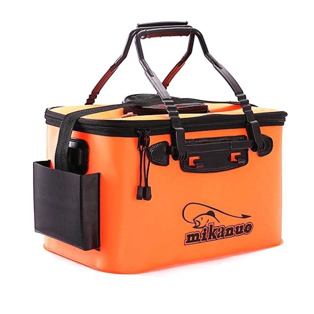 Cubo de pesca plegable portátil EVA, caja de aparejos, caja de pescado vivo, equipo de pesca al aire libre, bolsa de almacenamiento: 45cm orange