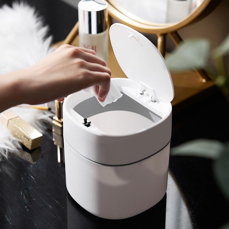 Nordic Desktop Trash Can Mini Small Waste Bin Plastic Home Office Table Trash Bin Dustbin Basket Household Sundries Barrel Box