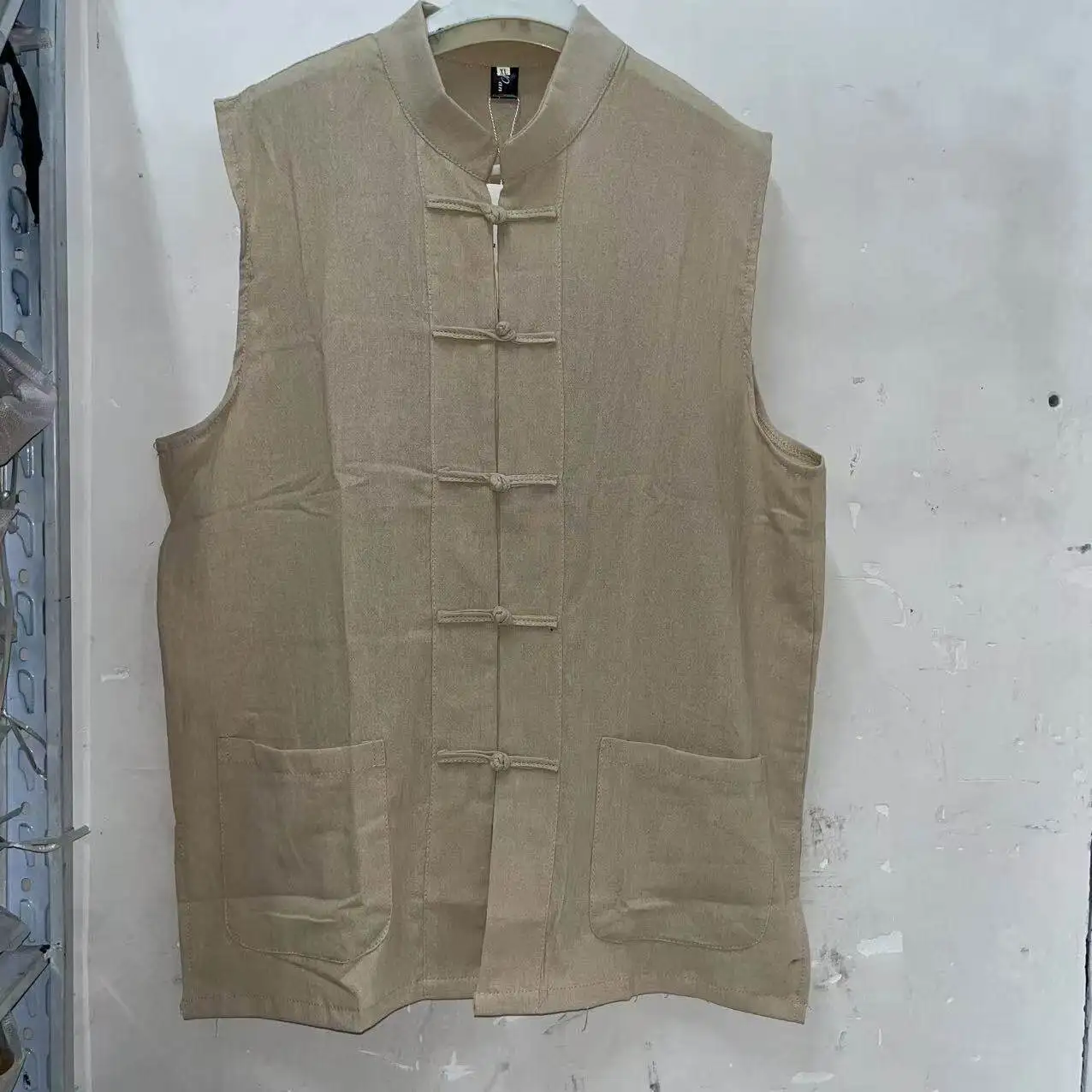 Losvallend katoenen linnen vest met knoopsluiting, plus size heren casual kleding, comfortabel, ademend, lichtgewicht topje