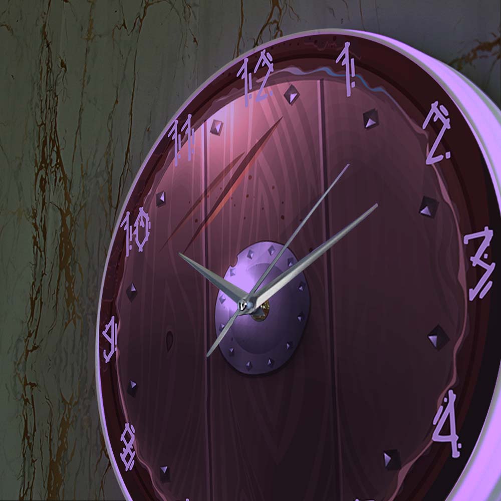 Barbarian Shield Indoor Silent Movement Wall Clock 3D Vision Hanging Wall Watch Viking Barbarian Medieval Man Cave Home Decor