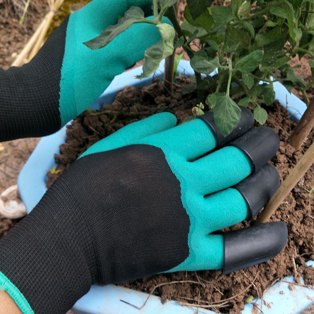 Guantes de goma para jardín para excavación, guantes de jardinería para plantar y suelos, protección para manos con tapa, suministros de herramientas de cavar en el jardín del hogar, 1 par