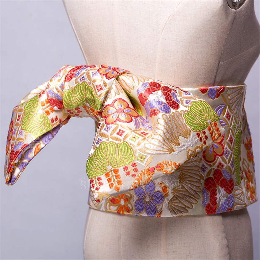 Ceinture Kimono traditionnelle japonaise Yukata Obi, nœud papillon, nœud papillon, Noble, rétro, imprimé Floral, 14 couleurs: Color6