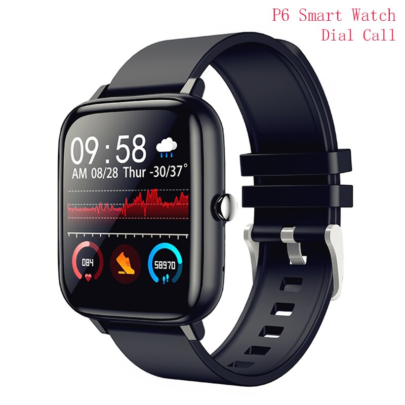 Smart Uhr P6 Frauen Blutdruck Monitor Fitness Tracker Sport Bluetooth Smartwatch D20 Pro Uhr für xiaomi apple PK i5: P6 Black