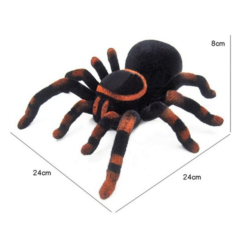 Stor størrelse leketøy fjernkontroll simulering tarantula øyne skinner svart rc edderkopp 4ch halloween rc vanskelig prank skummelt for festspill