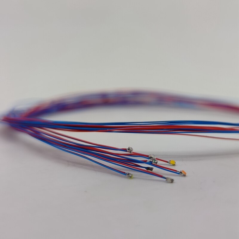 50pcs Pre-wired #0402 Smd Leds,with free Cr2032 3V button battery box,30cm Connection Wires hobby Model Kit for Gundam Lighting