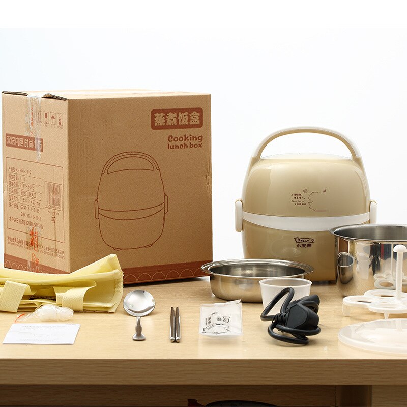 220V 1.3L Koken Elektrische Lunchbox Dubbele Rvs Liner Verwarming Lunchbox Rijst Stomen Rijstkoker
