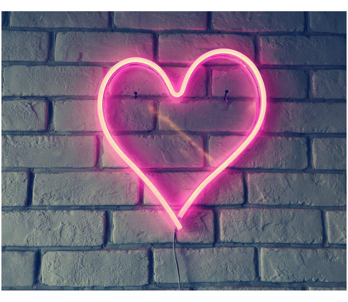 LED Neon Sign lights Wall hanging Neon Wall Art Neon Sign Rose Flower Love Heart Unicorn for Room Home Party Neon Lamp: Pink