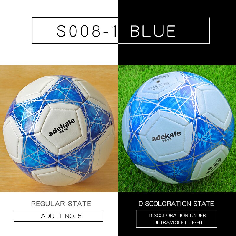 Ultraviolet Light Discoloration Football Standard Game Training Light Change Soccer Adult No. 5 Child kids No. 4: S008 Blue (size 5)