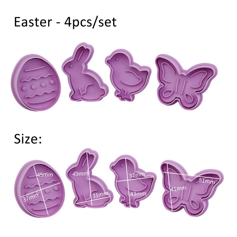 Happy Easter Bunny Egg Plastic Baking Mold Kitchen Biscuit Cookie Cutter Pastry Plunger 3D Fondant DIY Cake Decorating Tool: zy991J01