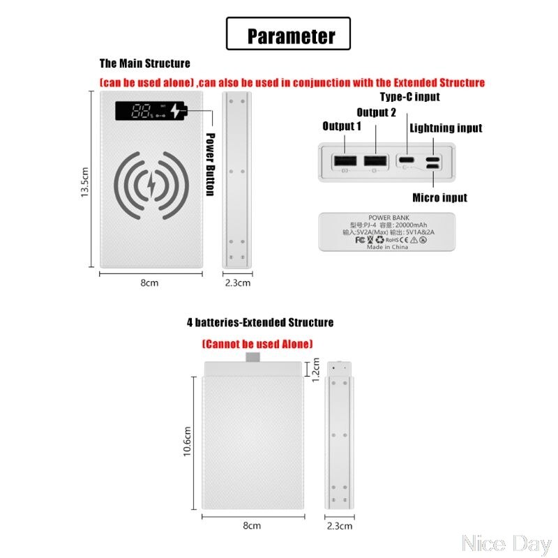 DIY 18650 Batterij Case Powerbank Shell - Draadloze Oplaadbox - Model 5095070