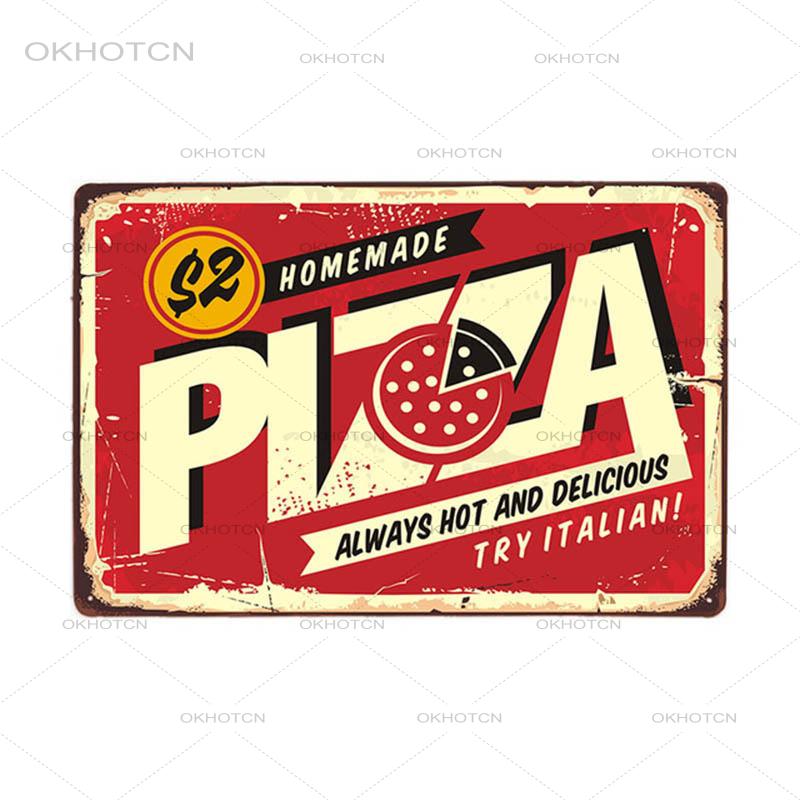 Pizza kyltti pizza ravintola ravintola retro peltimaalaus vintage metallikuva seinäkoristelu amerikkalainen minimalistinen tyyli